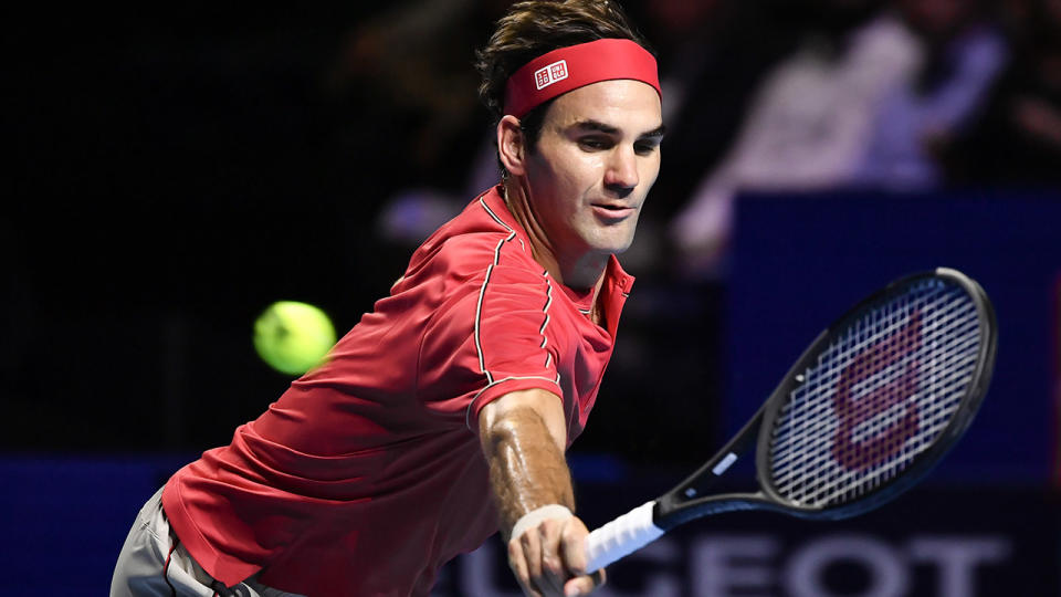 Roger Federer, pictured here in action at the Swiss Indoors in Basel.