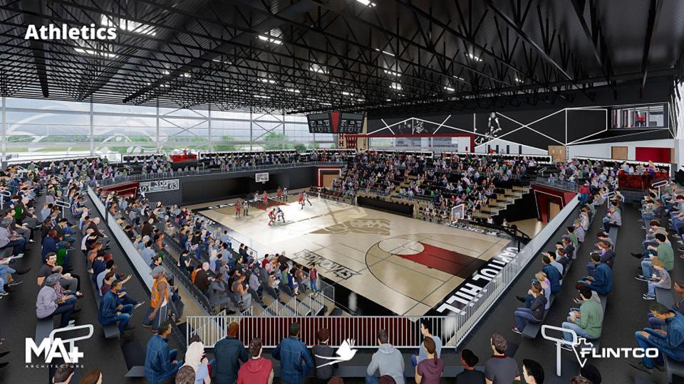 Renderings provided by Oklahoma City Public Schools of the new fieldhouse at Capitol Hill High School . All of these are part of the $955 million bond project approved in 2022 by district voters
