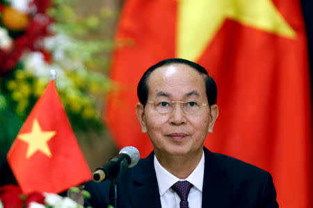 FILE PHOTO: Vietnam's President Tran Dai Quang attends a news conference in Hanoi, Vietnam September 6, 2017. REUTERS/Kham/File Photo