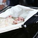 <p>At just over two months old, Princess Charlotte headed to St. Mary Magdalene Church in Sandringham for her christening in a vintage pram.</p>