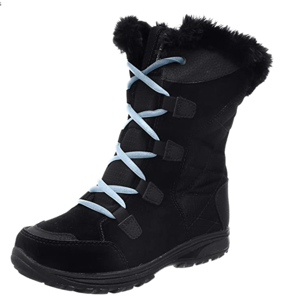 Columbia Ice Maiden Shearling Boots in Black/Oxygen (Photo via Amazon)