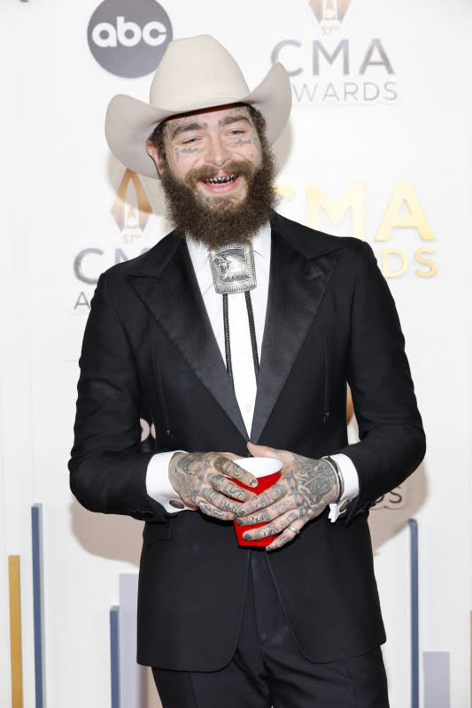 Post Malone attends the 57th Annual CMA Awards at Bridgestone Arena on November 08, 2023 in Nashville, Tennessee.<p>Jason Kempin/Getty Images</p>