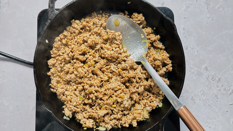 cooking pork in skillet