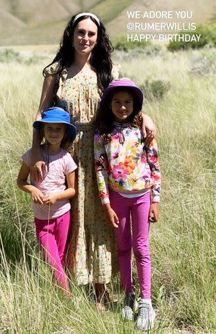 <p>Emma Heming Willis/Instagram</p> Rumer Willis with her sisters Evelyn and Mabel