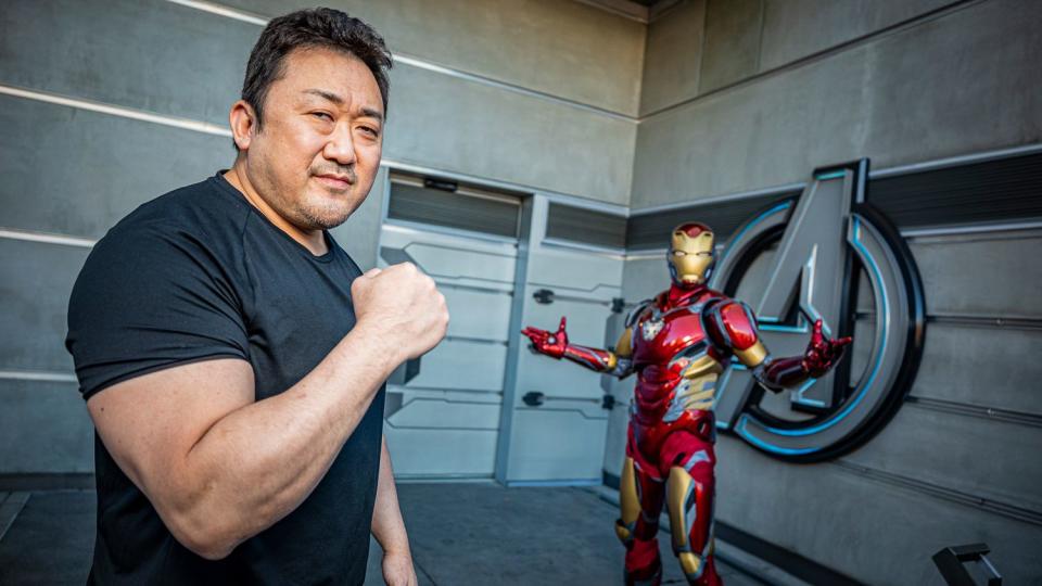 <p>The actor, who stars as Gilgamesh in the Marvel film <em>Eternals</em>, came face-to-face with Iron Man while visiting the Avengers Campus at Disneyland for the first time recently.</p>