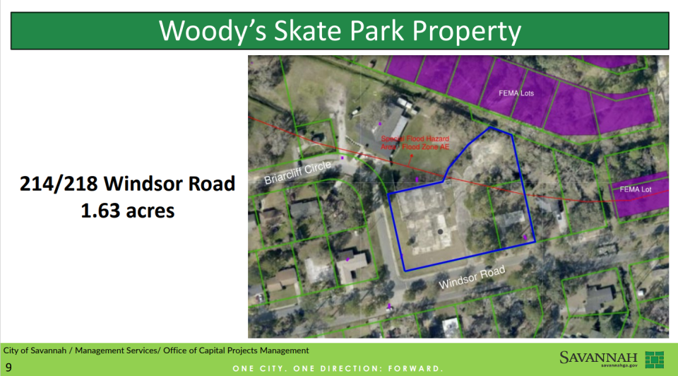 The old Woody's Skate Park at 218 Windsor Rd., which has now been filled in with concrete