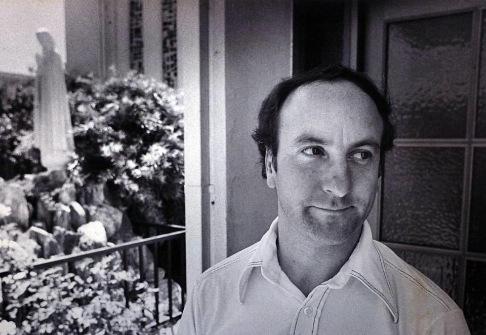 Father Oliver O’Grady at Sacred Heart Church in Turlock in 1981. He was arrested in 1993 and booked on 23 counts of child sexual abuse. O’Grady pleaded guilty in San Joaquin County to four counts in return for a 14-year sentence. In 2000, after serving seven years, he was deported to Ireland.