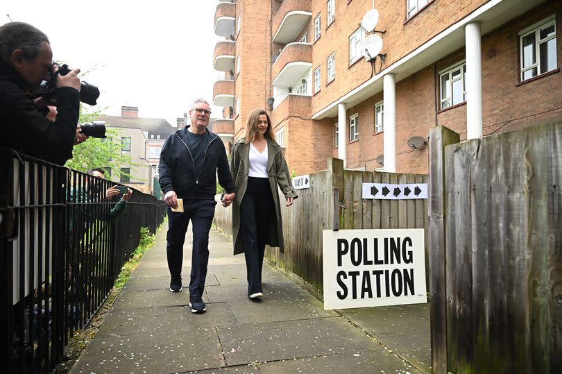 Labour leader Sir Keir Starmer and wife Victoria Starmer vote in the the London Mayoral election