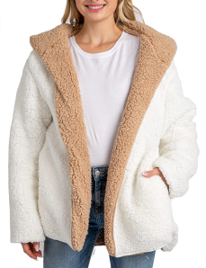 Love Tree Women's Oversized Fuzzy Teddy Cardigan Coat