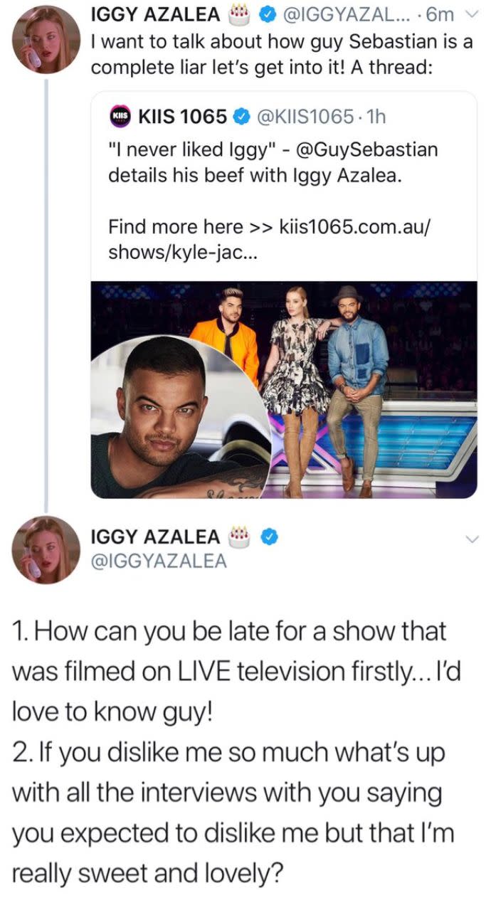 Iggy slammed her X Factor colleague in a series of since-deleted tweets