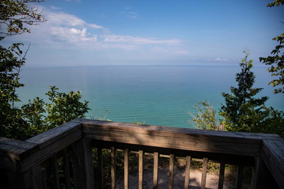 A view of Lake Michigan at the Clay Cliffs Natural Area in Leland on Wednesday, August 24, 2022.