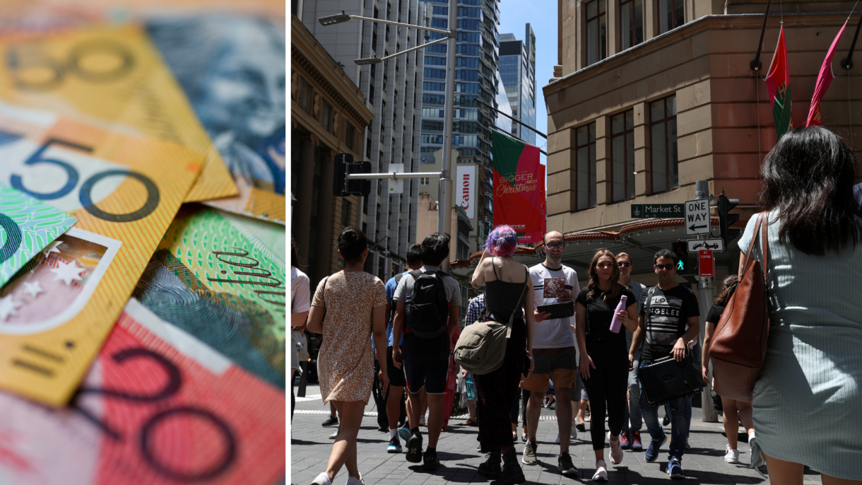 Australia money and people shopping in Sydney