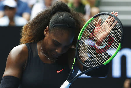 Tennis - Australian Open - Melbourne Park, Melbourne, Australia - 23/1/17 Serena Williams of the U.S. congratulates Czech Republic's Barbora Strycova during their Women's singles fourth round match. REUTERS/Edgar Su