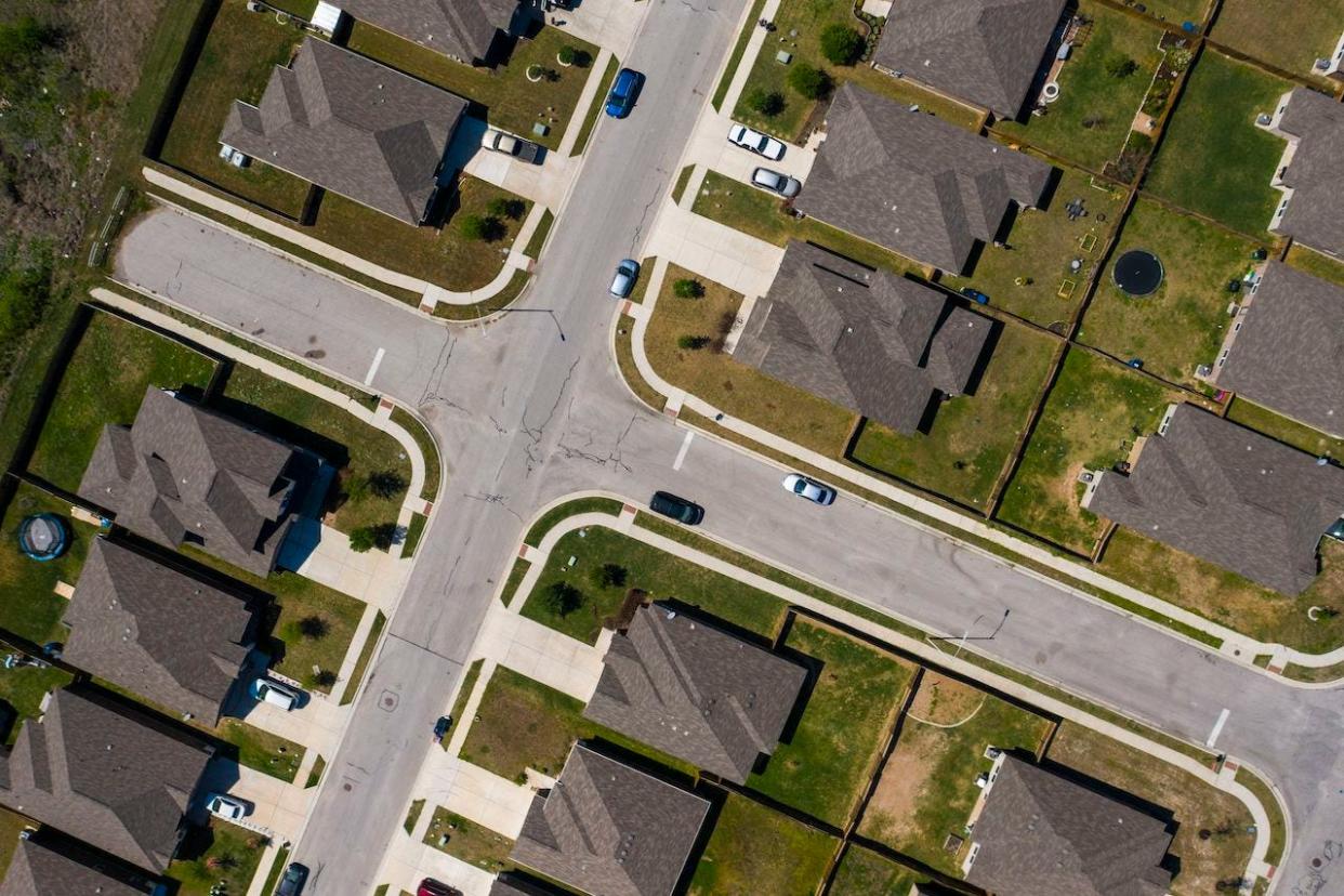 Aerial view of neighborhood outside of Austin Texas.