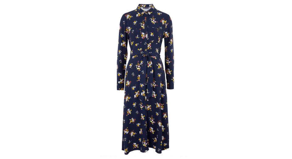 Floral Belted Midi Shirt Dress