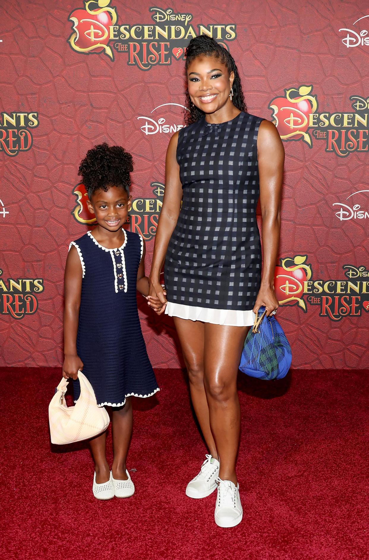 Gabrielle Union and Daughter Kaavia Match in Blue and White Dresses at ‘Descendants’ Premiere