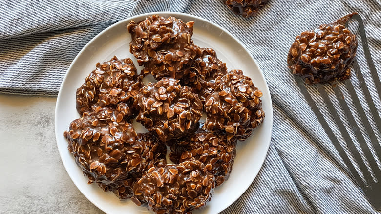 chocolate oatmeal cookies on plate