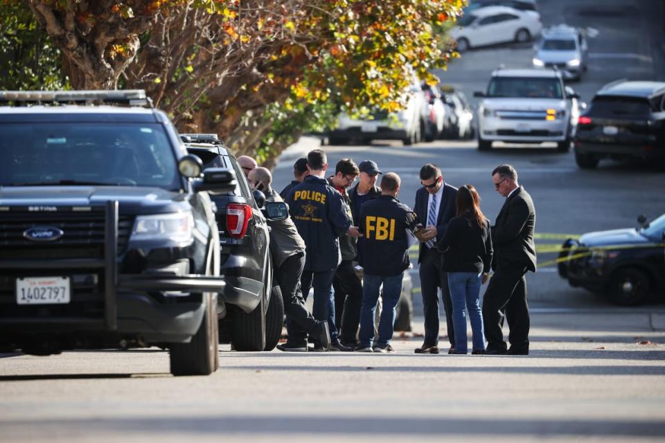 <div class="inline-image__caption"><p>Federal Bureau of Investigation (FBI) takes measurements around Speaker of the United States House of Representatives Nancy Pelosi's home after her husband Paul Pelosi was assaulted with hammer inside their Pacific Heights home early morning on October 28, 2022 in San Francisco, California, United States. </p></div> <div class="inline-image__credit">Tayfun Coskun/Anadolu Agency via Getty Images</div>