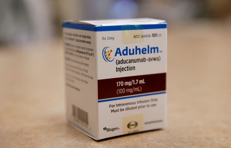 FILE PHOTO: FILE PHOTO: First intravenous infusion of Aduhelm, Biogen's controversial recently approved drug for early Alzheimer's disease