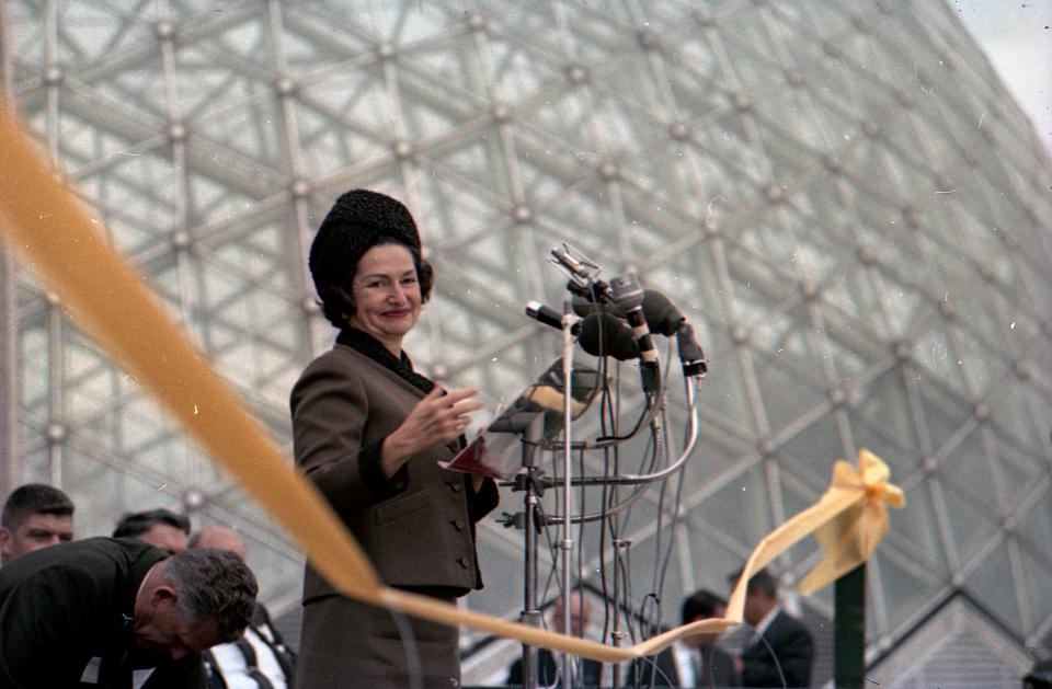 First lady Lady Bird Johnson dedicates the Mitchell Park Domes on Sept. 21, 1965.
