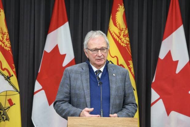 On Thursday, Premier Blaine Higgs told a national audience he was confident most New Brunswickers would get a first vaccine dose by the end of June, but he qualified this later when talking to New Brunswick reporters. (Submitted by the New Brunswick government - image credit)