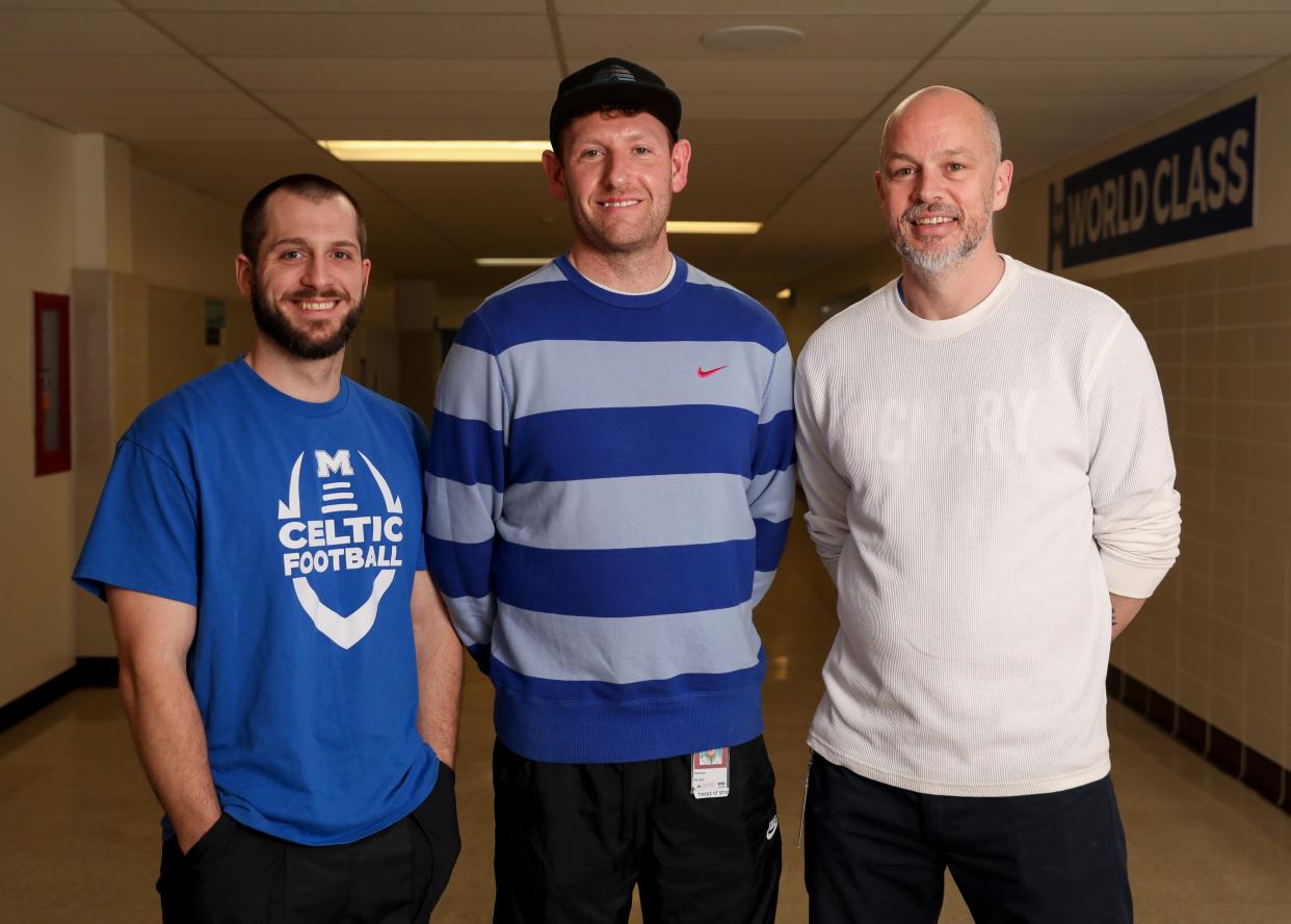 McNary High School teachers and coaches Kyle McGrath, Matt Murphy and Michael McShane help with the Special Olympics Unified Champions Program for sports.