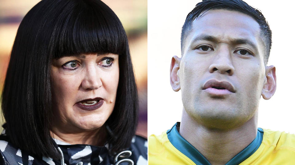 Raelene Castle and Israel Folau. Image: Getty