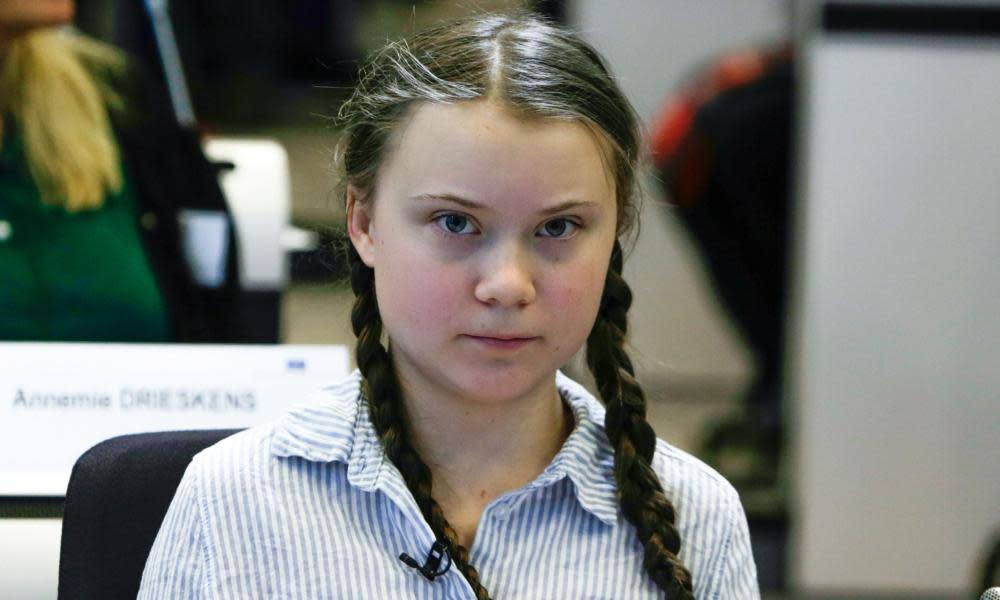 Greta Thunberg, 16, told EU meeting in Brussels that target to reduce greenhouse gases by 45% should be increased to 80%.