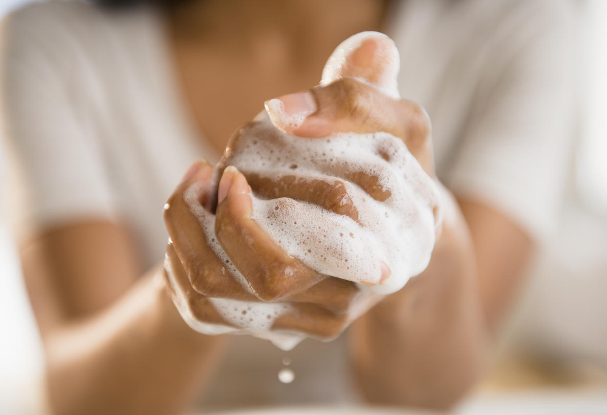 woman washing hands