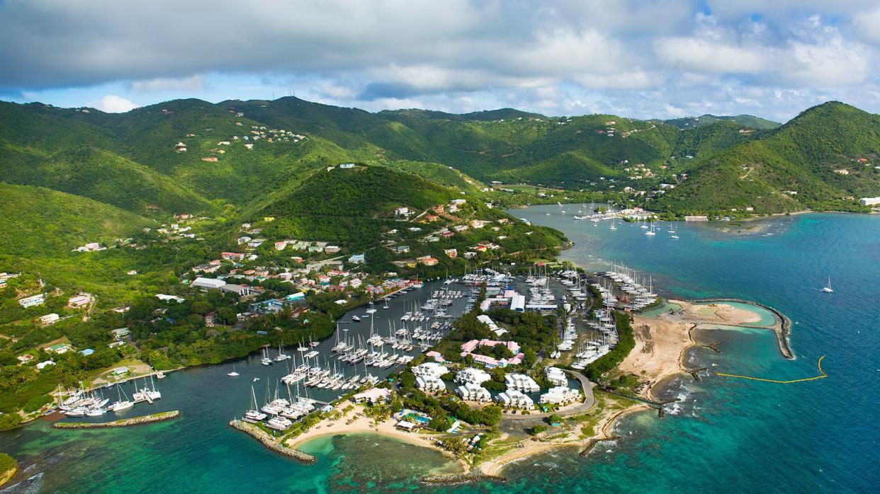 Aerial of Nanny Cay, Tortola, British Virgin Islands