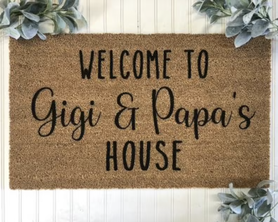 Custom Doormat welcome to gigi and papa&#39;s house (Photo via Etsy)