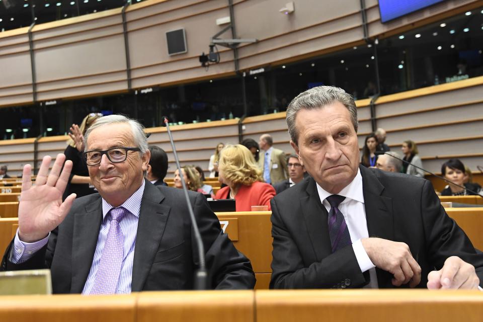 European Commission president Jean-Claude Juncker and Budget Commissioner Gunter Oettinger (Getty)