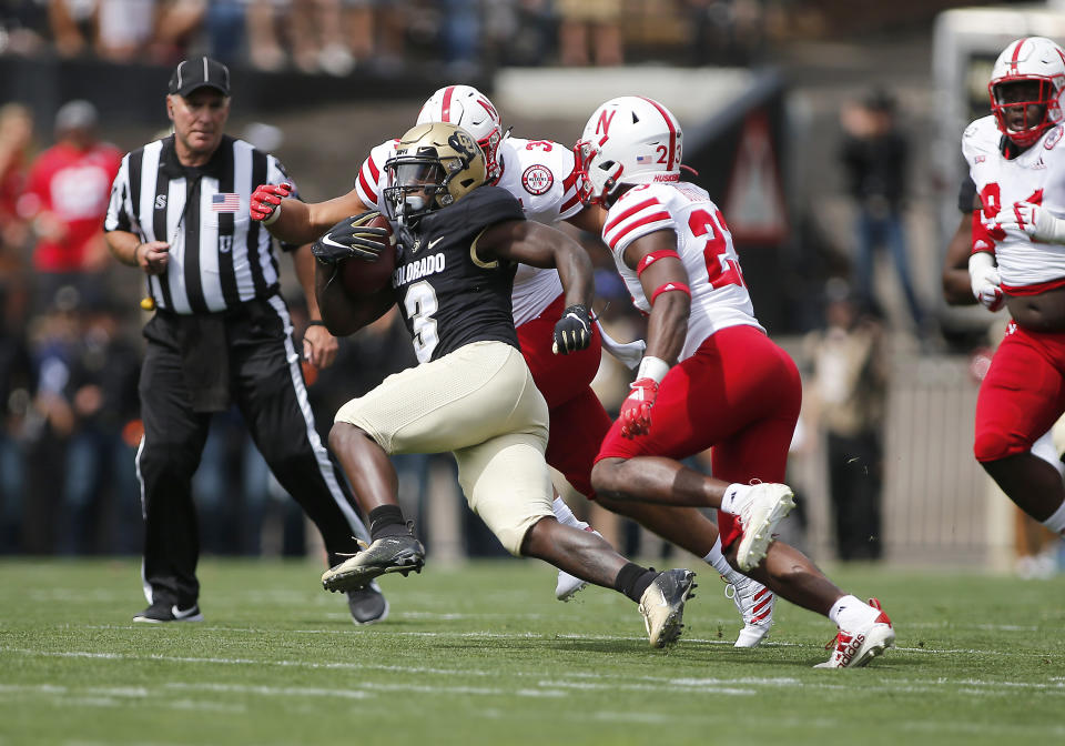 BOULDER, CO - SEPTEMBER 07: Colorado Buffaloes wide receiver K.D. Nixon (3) runs the ball during the first half of a game between the Colorado Buffaloes and the visiting Nebraska Huskers on September 7, 2019 at Folsom Field in Boulder, CO.  (Photo by Russell Lansford/Icon Sportswire via Getty Images)