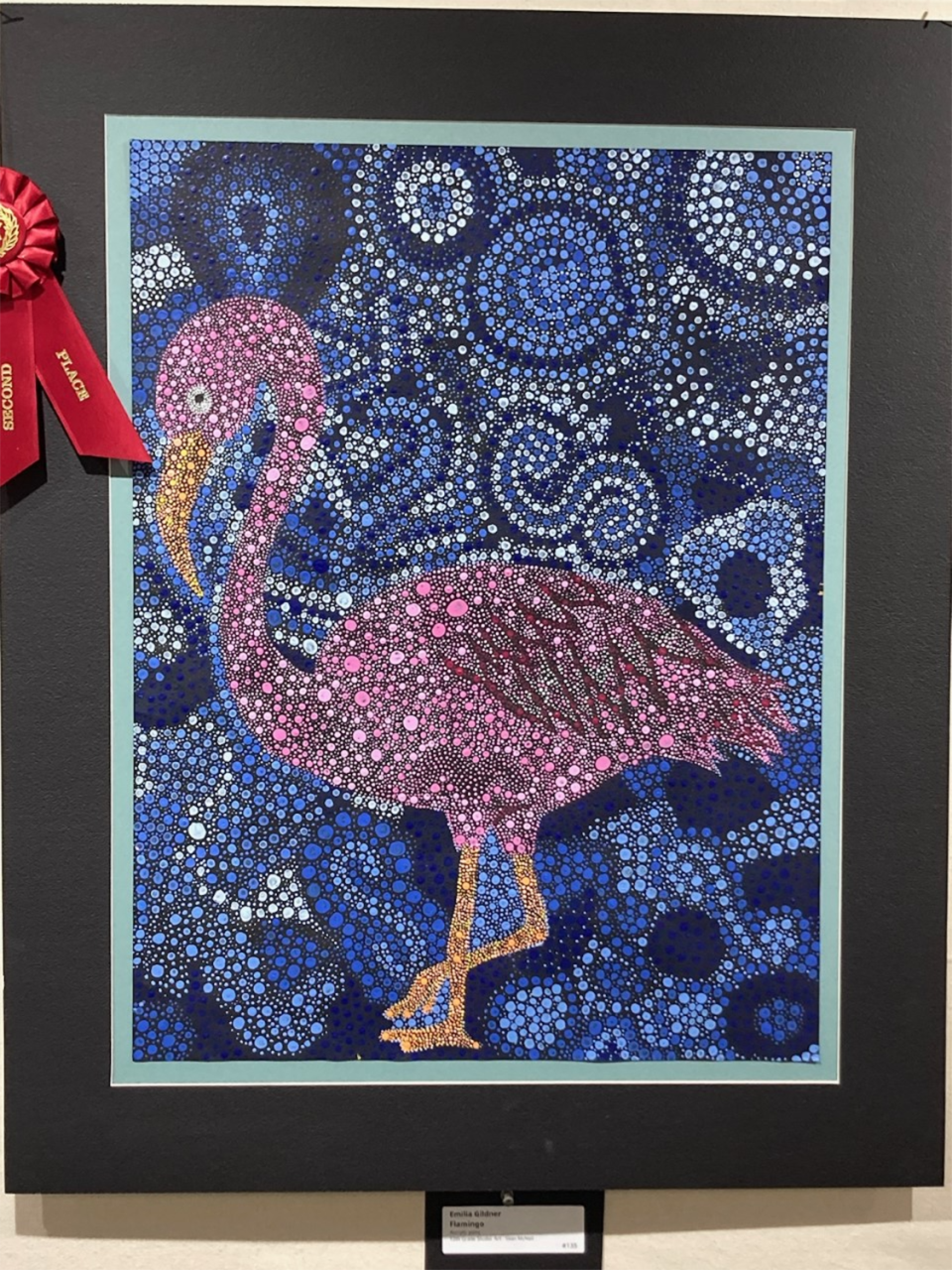 Emilia Gildner won the High School People’s Choice Awards for her painting “Flamingo.”