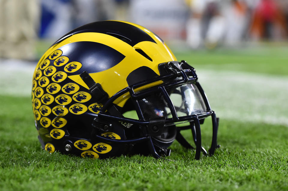 Michigan Wolverines football helmet (Jasen Vinlove-USA TODAY Sports)