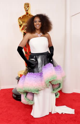 <p>Getty Images</p> Erika Alexander on the 2024 Oscars red carpet.