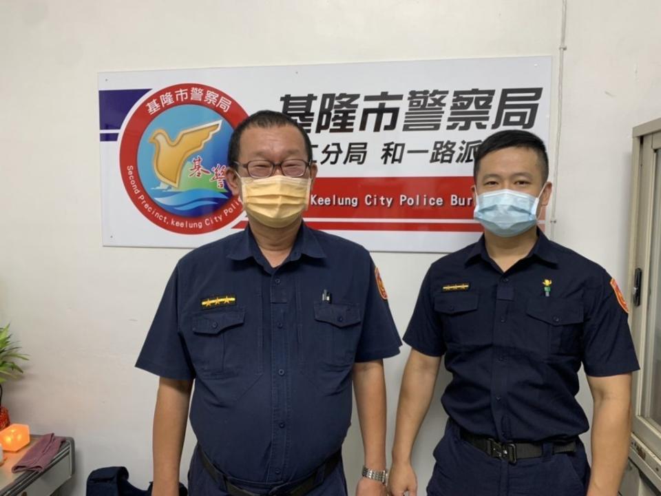 圖片說明:基隆市警察局第二分局和一路派出所警員鄭旭翔、龔恩宗。(記者宋紹誠翻攝)