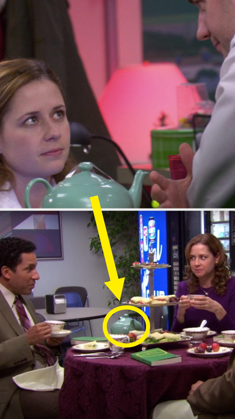 The teapot highlighted in different scenes, seasons apart