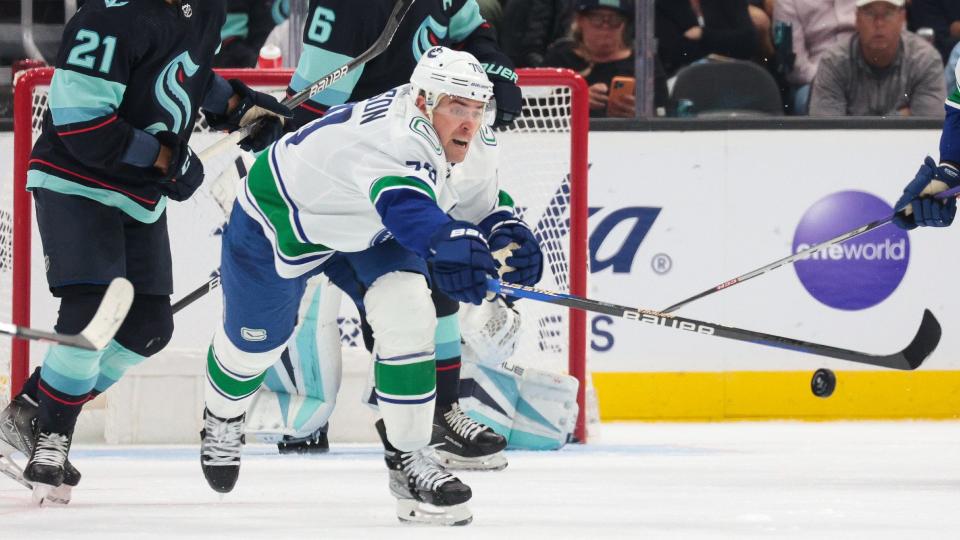 The Montreal Canadiens are acquiring forward Tanner Pearson from the Vancouver Canucks in exchange for netminder Casey DeSmith. (AP Photo/Jason Redmond)