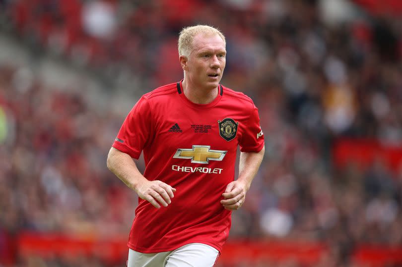 Paul Scholes of Manchester United '99 Legends during the Manchester United '99 Legends v FC Bayern Legends match at Old Trafford on May 26, 2019 in Manchester, England.