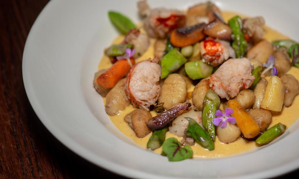 One of the anticipated menu items at Pesca is a riff on a current menu item at Michael's: Potato gnocchi with farmstand vegetables, saffron corn puree, and grilled lobster.