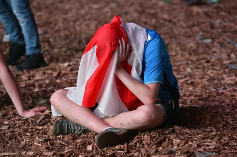 England fans in Paris are disappointed after their team lost the football match against Iceland on June, 27, 2016