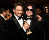 <p>After keeping Tommy Wiseau away from the mic during his acceptance speech, James Franco partied with the inspiration behind his directing and acting turn in <em>The Disaster Artist</em> at the InStyle and Warner Bros. party. (Photo: Matt Winkelmeyer/Getty Images for InStyle) </p>