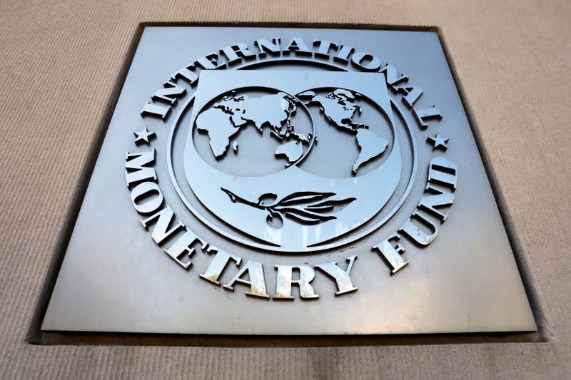 FILE PHOTO: International Monetary Fund logo is seen outside the headquarters building