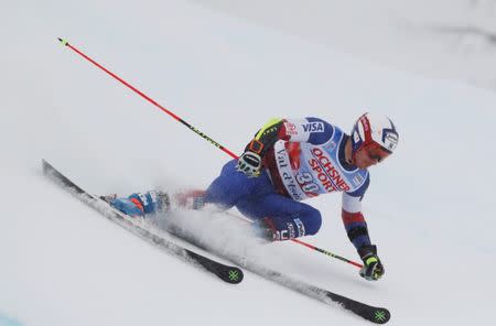 Skiing - Men's Alpine Ski World Cup Giant Slalom - Val d´Isere, France - December 9, 2017 Tim Jitloff of the U.S. in action during the Men's Alpine Ski World Cup Giant Slalom REUTERS/Christian Hartmann