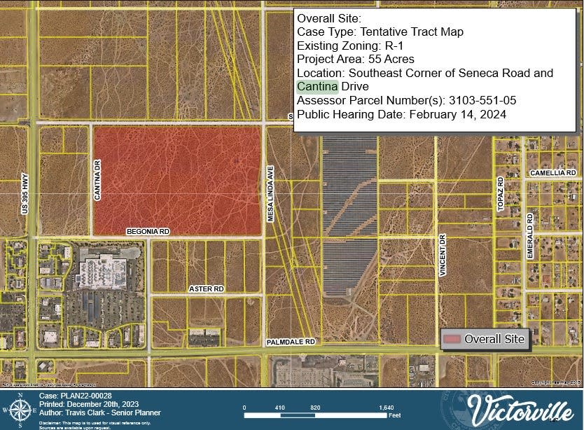 The Victorville Planning Commission unanimously approved a 210 single-family home tract map east of Highway 395 and near the Walmart Supercenter.