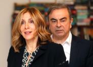Former Nissan chairman Carlos Ghosn and his wife Carole Ghosn arrive for a Reuters interview in Beirut