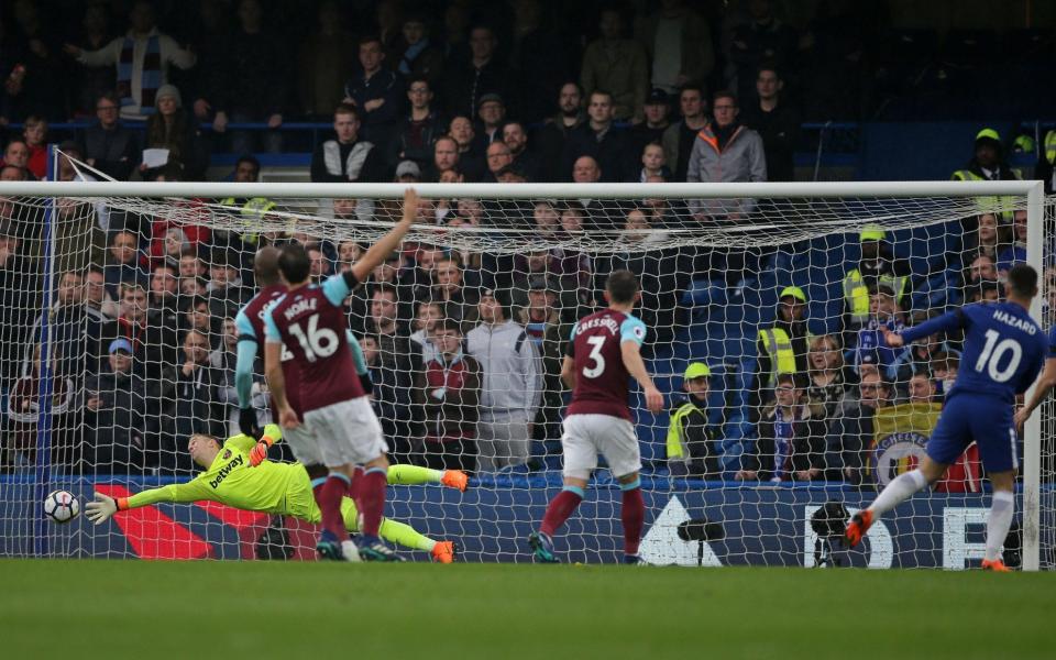 <p>West Ham keeper Joe Hart denies Chelsea, who go inches away from taking the lead </p>