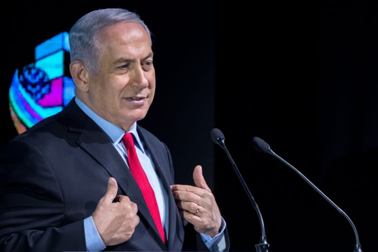 Israeli Prime Minister Benjamin Netanyahu tells a conference in Tel Aviv on February 14, 2018 that his governing coalition is stable but some suspect him of allowing a crisis to brew to enable early elections -- or to at least give himself options