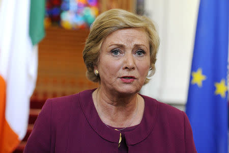 FILE PHOTO - Deputy Prime Minister of Ireland (Tanaiste) Frances Fitzgerald speaks to the media at Government buildings in Dublin, Ireland, May 8, 2014. Picture taken May 8, 2014. REUTERS/Clodagh Kilcoyne